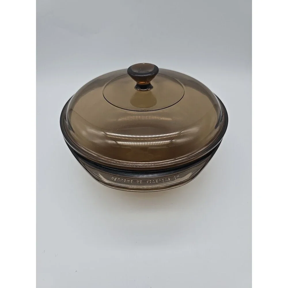 Vintage Pyrex Fireside 023-N Amber 1.5 Quart Round Covered Casserole w/ 623C Lid